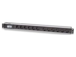 Intellinet I-CASE STRIP-12SH, Stömförlängare, Gjuten aluminium, Svart, 3 m, CE, WEEE/RAEE, 220-250 V, 12 AC-utgångar