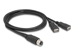 Delock M12-kabel A-kodet 8 pins hunn til 2 x USB 2.0 Type-A hunn 1 m svart