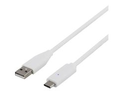 DELTACO - USB-kabel - USB (hann) til USB-C (hann) - USB 2.0 - 25 cm - hvit