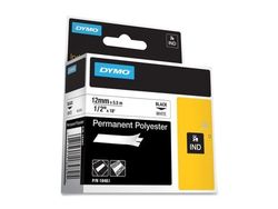 DYMO Rhino - Polyester - svart på hvitt - Rull (1,2 cm x 5,5 m) 1 kassett(er) permanent tape - for Rhino 4200, 6000, 6000 Hard Case Kit