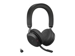Jabra Evolve2 75 - Hodesett - on-ear - Bluetooth - trådløs - aktiv støydemping - USB-C - lydisolerende - svart - med ladestativ - Certified for Mic...