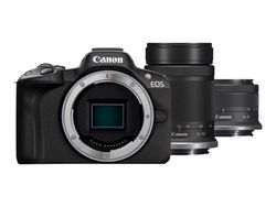Canon EOS R50 - Digitalkamera - spegellöst - 24.2 MP - APS-C - 4 K / 30 fps - 2.5x optisk zoom RF-S 18-45 mm F4,5-6,3 IS STM objektiv, 55-210 mm F5...