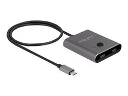 Delock Switch 2 to 1 - Hub - toveis, 8K, 10 Gbps - 2 x USB-C (Power Delivery) - stasjonær