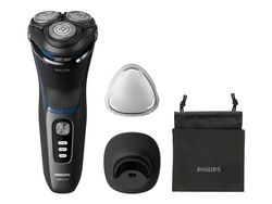 Philips Shaver 3000 Series S3344/13 Sähköparranajokone märkä- ja kuiva-ajoon, Parranajokone kääntyvällä päällä, Musta, Sininen, PowerCut blade syst...
