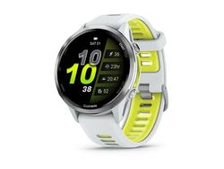 Garmin Forerunner 970 - Hvitt stein - sportsur med bånd - silikon - whitestone/translucent amp yellow - håndleddstørrelse: 135-205 mm - display 1.4...