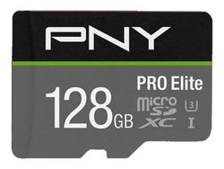 PNY PRO Elite - Flashminnekort (microSDXC til SD-adapter inkludert) - 128 GB - A1 / Video Class V30 / UHS-I U3 / Class10 - microSDXC UHS-I