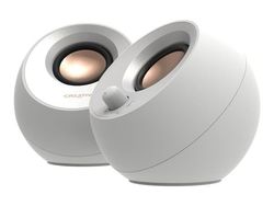 Creative Pebble V3 - Høyttalere - for PC - 2.0-kanal - trådløs - Bluetooth - USB - 8 watt (Total) - pristine white