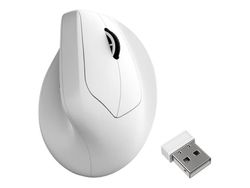Keychron M5 - Vertikal mus - ergonomisk - optisk - 7 knappar - trådlös, kabelansluten - 2.4 GHz, Bluetooth 5.3, USB-C - vit