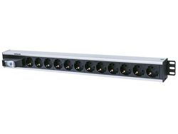 Intellinet I-CASE STRIP-12SH, Stömförlängare, Gjuten aluminium, Svart, 3 m, CE, WEEE/RAEE, 220-250 V, 12 AC-utgångar