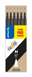 Refill Pilot FriXion Medium 0.7 mm Sort - FamilyPack - (6 stk.)