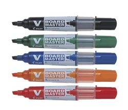 Pilot V Board Master Begreen - Markør - for whiteboard - svart, rød, blå, grønn, oransje - 2.2-5.2 mm - medium (en pakke 5)