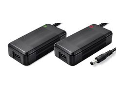 Qoltec - Strömadapter - for e-bike, electric scooter, 36 V, 42 V, 5.5 x 2.1 + power cable - AC 220-240 V - 168 watt - svart