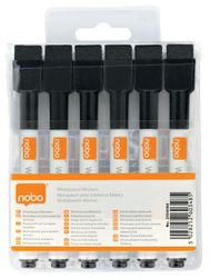 Whiteboardtusj Nobo Mini Fine svart - med magnet - (6 stk./pakning)