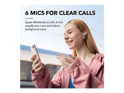 Soundcore Liberty 4 NC - True wireless-hörlurar med mikrofon - inuti örat - Bluetooth - aktiv brusradering - klarvit