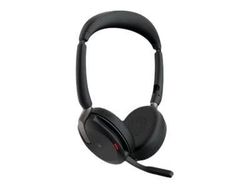Jabra Evolve2 65 Flex MS Stereo - Headset - på örat - Bluetooth - trådlös - aktiv brusradering - USB-C - svart - Certifierad för Microsoft-teams