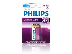 Philips Lithium Ultra Batteri 6FR61LB1A/10, Engångsbatteri, 9V, Litium, 9 V, 1 styck, Cd (kadmium), Hg (kvicksilver), Pb (bly)