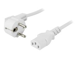 DELTACO DEL-109EV - Strömkabel - ström CEE 7/7 (hane) vinklad till ström IEC 60320 C13 rak - AC 250 V - 10 A - 1 m - vit