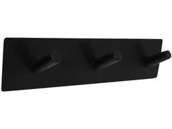 HOME It® selvklæbende knagerække med 3 kroge i rustfrit stål 20 x 4 cm matsort