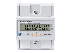Qoltec - Strömövervakningsenhet (kan monteras på DIN-skena) - med reset, LCD, LED, 4P - AC 400 V - 3-fas - grå