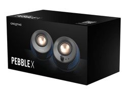 Creative Pebble X - Högtalare - för persondator - 2.0-kanals - trådlös - Bluetooth - 15 watt (Total) - svart
