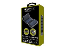 Sandberg Active 6-Panel - Solenergibank - Li-pol - 20000 mAh - 74 Wh - 3 A - PD - 3 utgangskontakter (2 x USB, USB-C) - på kabel: USB-C