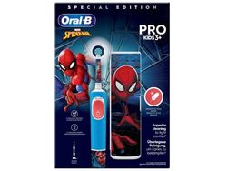 Oral-B Vitality Pro Kids Spiderman, Barn, Roterende vibrerende Tannbørste, Daglig stell, Sensitiv / Myk, Super sensitive, Blå, Rød, 7800 bevegelser...