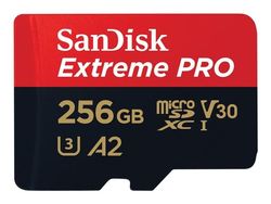 SanDisk Extreme Pro - Flashminnekort (microSDXC til SD-adapter inkludert) - 256 GB - A2 / Video Class V30 / UHS-I U3 / Class10 - microSDXC UHS-I
