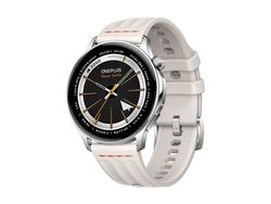 OnePlus Watch Lite - 45 mm - polished stainless steel/plastic/glass - smartklokke med stropp - fluororubber - hvit - håndleddstørrelse: 140-210 mm ...