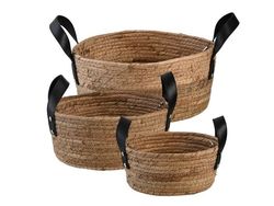 Det Gamle Apotek Korgset, H 14/11/10cm, Dia. 30/27/20cm, 3/Set, Natur