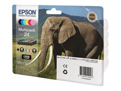 Epson 24 Multipack - 6-pack - svart, gul, cyan, magenta, lys magenta, lys cyan - original - blister - blekkpatron - for Expression Photo XP-55, 750...