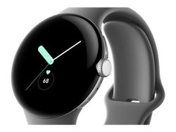 Google Pixel Watch - Polert sølv - smartklokke med aktivt bånd - fluorelastomer - trekull - båndbredde: L - 32 GB - Wi-Fi, LTE, NFC, Bluetooth - 4G...