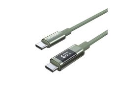 USB-kabel Choetech PD60W USB-C til USB-C med digitalt display 1,2 m nylon - grønn