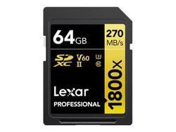 Minnekort Lexar Pro 1800x SDXC R270/W180 64GB U3 (V60) UHS-II