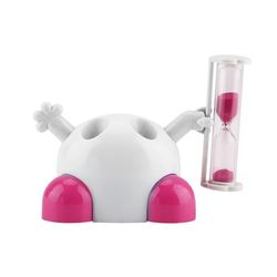 Tandbørsteholder Børn Tandbørstning Timeglas 3 Minutters Nedtællingstimer (Pink)