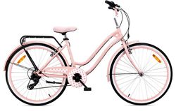 SUN BABY HEART BIKE damecykel 26 tommer Shimano 7 gear Bagagebærer Støtteben - Rosa