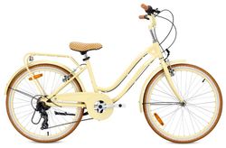 SUN BABY Heart Bike 24\" Pigecykel Smørgul med 7 gear Shimano, V-bremser, bagagebærer, støtteben og reflekser