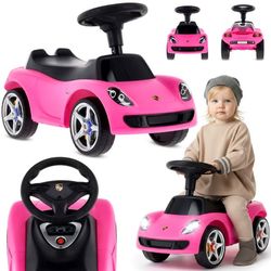 Sun Baby Gåbil Porsche Carrera GT til børn, rosa, 18 m+, lys og lyd, bæreevne 30 kg