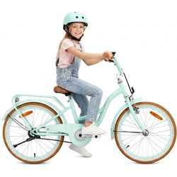 sun baby FLOWER BIKE Børnecykel 20 tommer - Bagagebærer, sidestøtte, kurv – Mintgrøn
