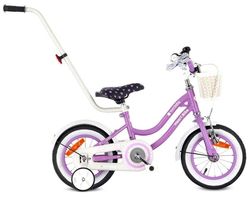 sun baby HEART BIKE Barncykel 12 tum - korg, justerbar sadel och styre, ringklocka, stödhjul, stänkskärmar - Lila