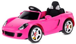 SUN BABY Porsche Carrera GT Cabrio elbil til børn 3-6 år, 12V 4,5Ah, 2 motorer, MP3, fjernbetjening, sikkerhedsseler, affjedring - pink
