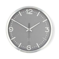 Nedis Veggur | Diameter: 300 mm | Aluminium | Radio kontrolert tid | Stille bevegelse | Grå / Metall
