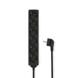 Nedis Gren kontakt | Jordad kontakt / Typ F (CEE 7/7) | 6-vägs | 1.50 m | 3680 W | 16 A | Typ av jordning: Sidkontakt | 230 V AC 50/60 Hz | Uttagsvink