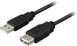 DELTACO USB 2.0 kabel Typ A han - Typ A hun 0,2m, svart
