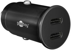 Goobay Dual-USB-C™ PD (Power Delivery) automatisk hurtiglader (30 W) 30 W (12/24 V) egnet for enheter med USB-C™ (Power Delivery), for eksempel iPhone
