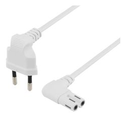 DELTACO ujordet apparatkabel, 2 m, CEE 7/16 - IEC 60320 C7, hvit