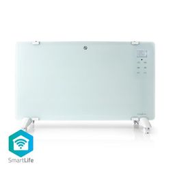 Nedis SmartLife Elradiator | Velegnet til badeværelse | Glas panel | 2000 W | 2 Varmeindstillinger | LED | 15 - 35 °C | Justerbar termostat | Hvid