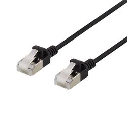 DELTACO U/FTP Cat6a patchkabel, slank, 3,8 mm diameter, 2 m, svart