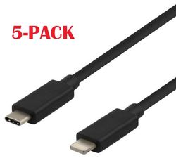 5-PACK Kabel USB-C - Lightning, 2,4 A, 1 m, svart