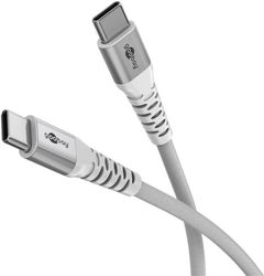 Goobay USB-C™ supermyk tekstilkabel med metallkontakter, 2 m, hvit Elegant og ekstra robust tilkoblingskabel for enheter med USB-C™-port