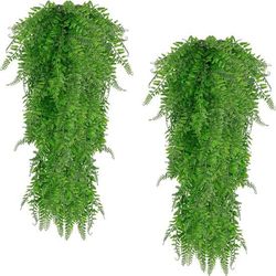Sæt med 2 kunstige planter, 80 cm bregneranker, UV-bestandige, kunstige vedbendblade, indendørs og udendørs dekoration